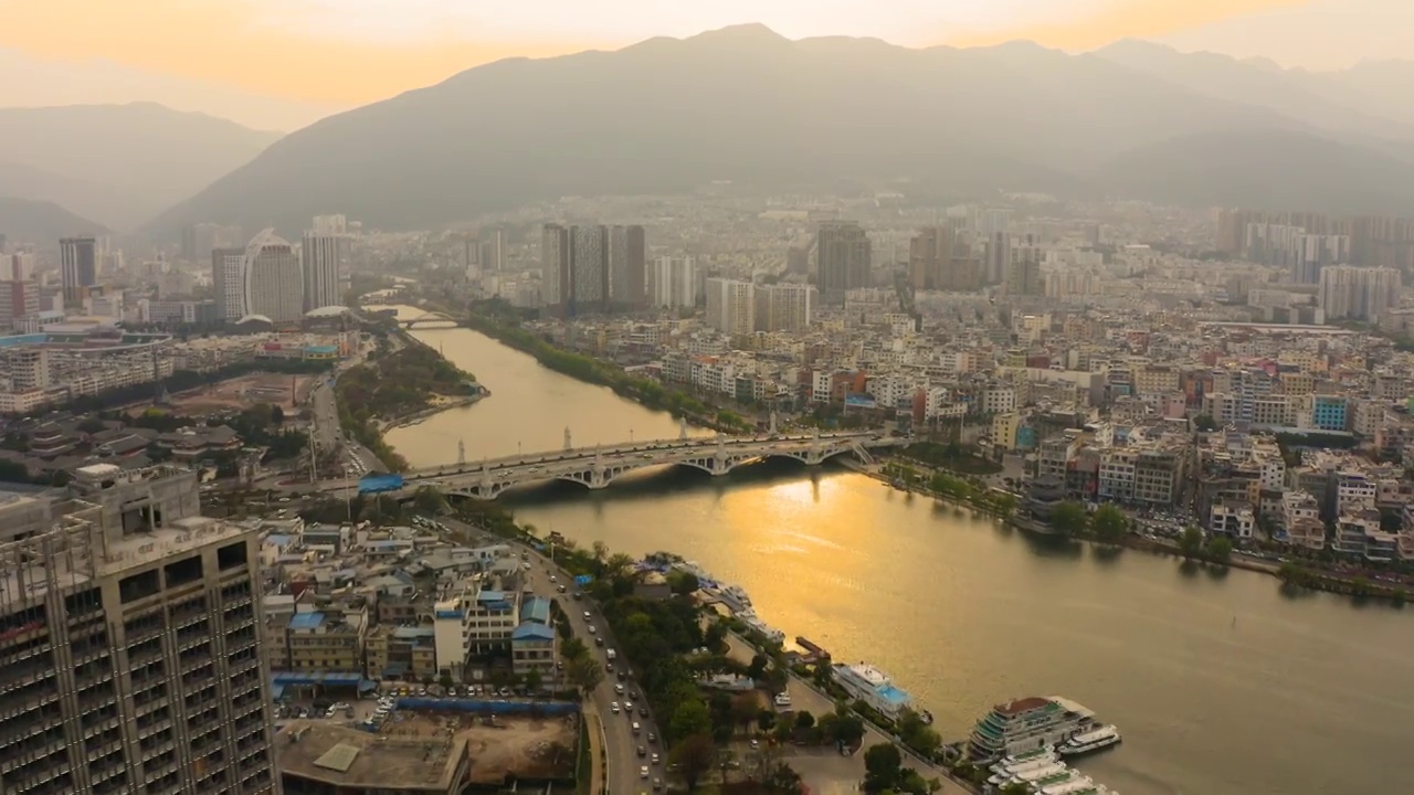 航拍云南大理市区视频素材