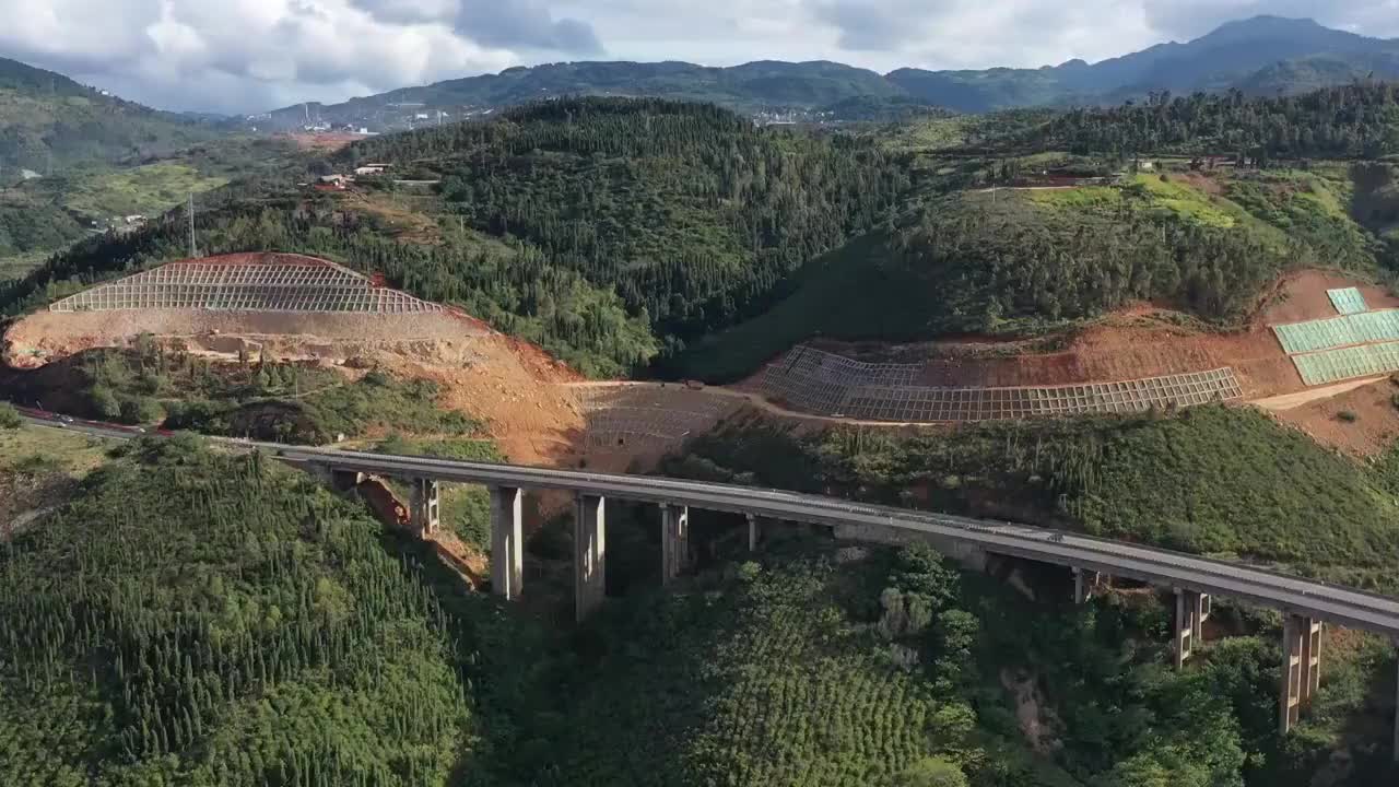 云南省红河州盘山高速公路视频素材