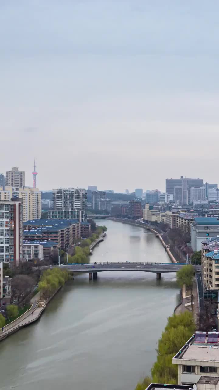 中国南京秦淮河紫峰大厦城市天际线延时视频素材