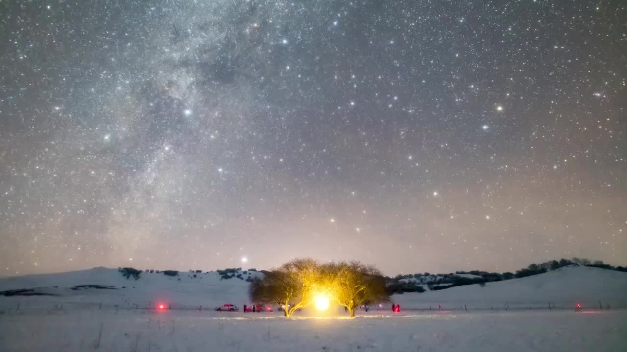 冬季星空银河延时视频素材