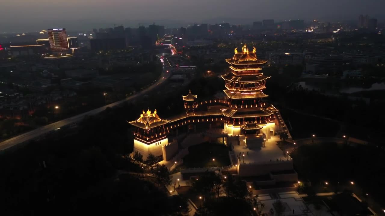 义乌市鸡鸣阁夜景30视频素材画面1