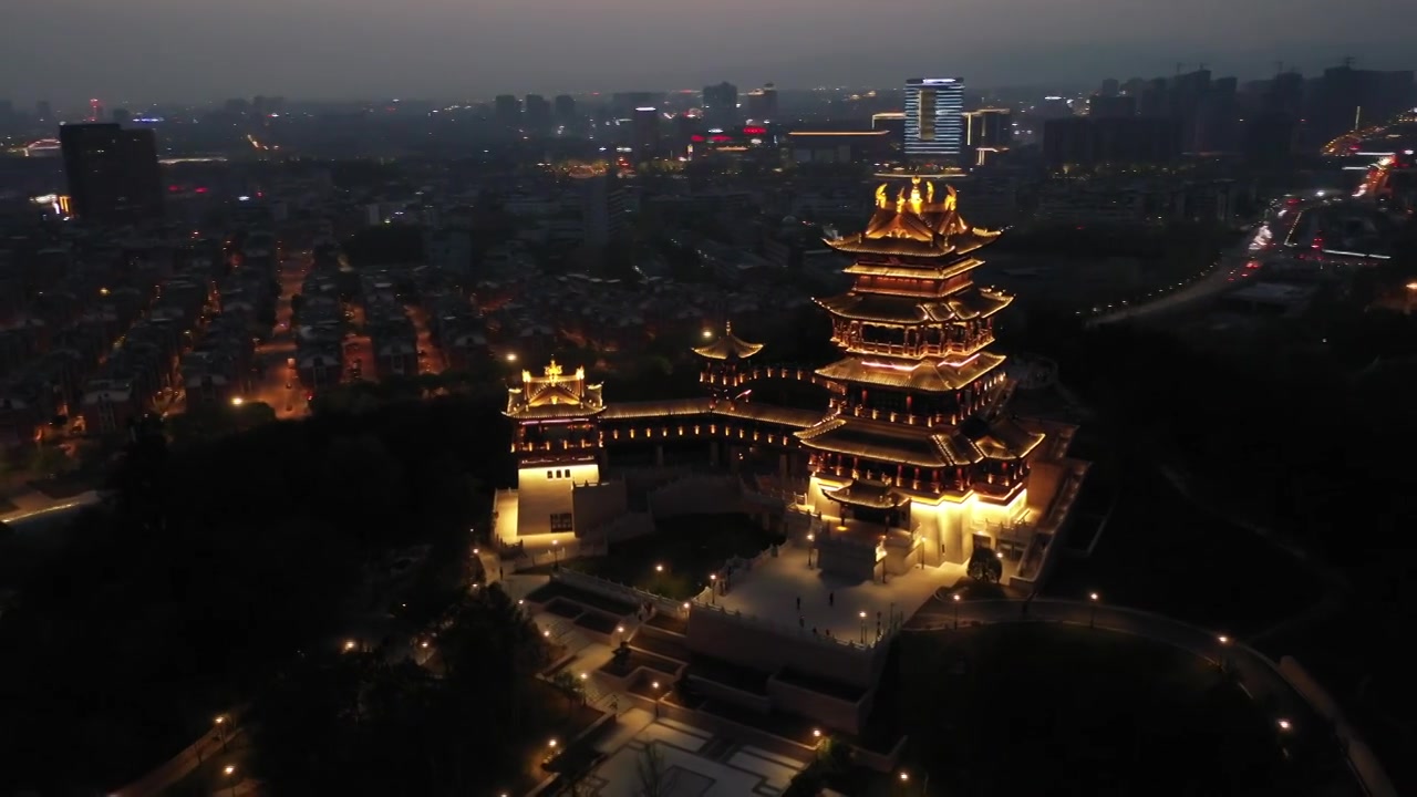 义乌市鸡鸣阁夜景30视频素材画面4