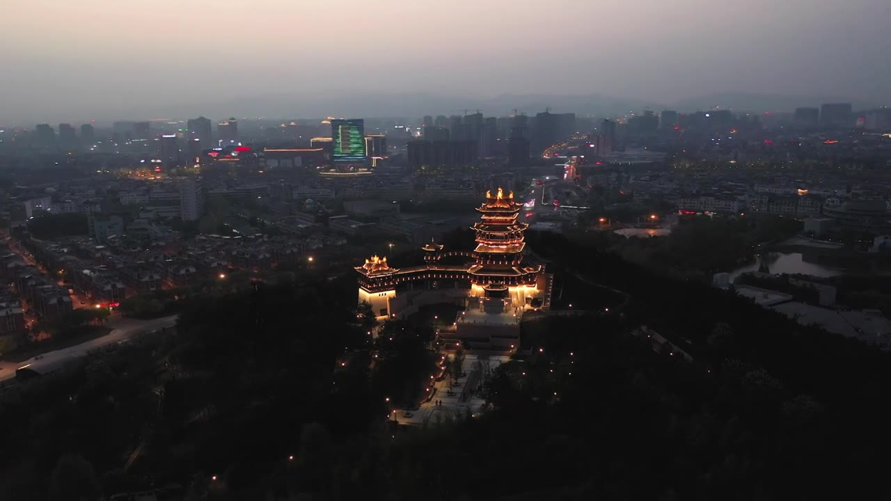 义乌市鸡鸣阁夜景27视频素材画面1