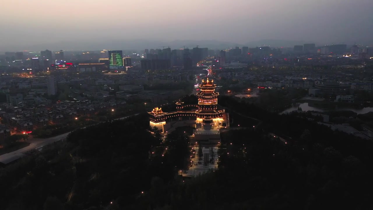 义乌市鸡鸣阁夜景27视频素材画面2