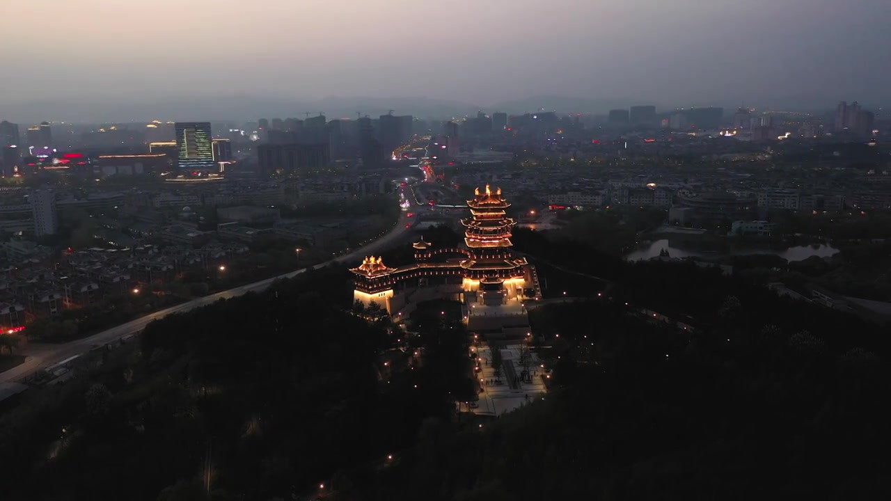 义乌市鸡鸣阁夜景27视频素材画面3