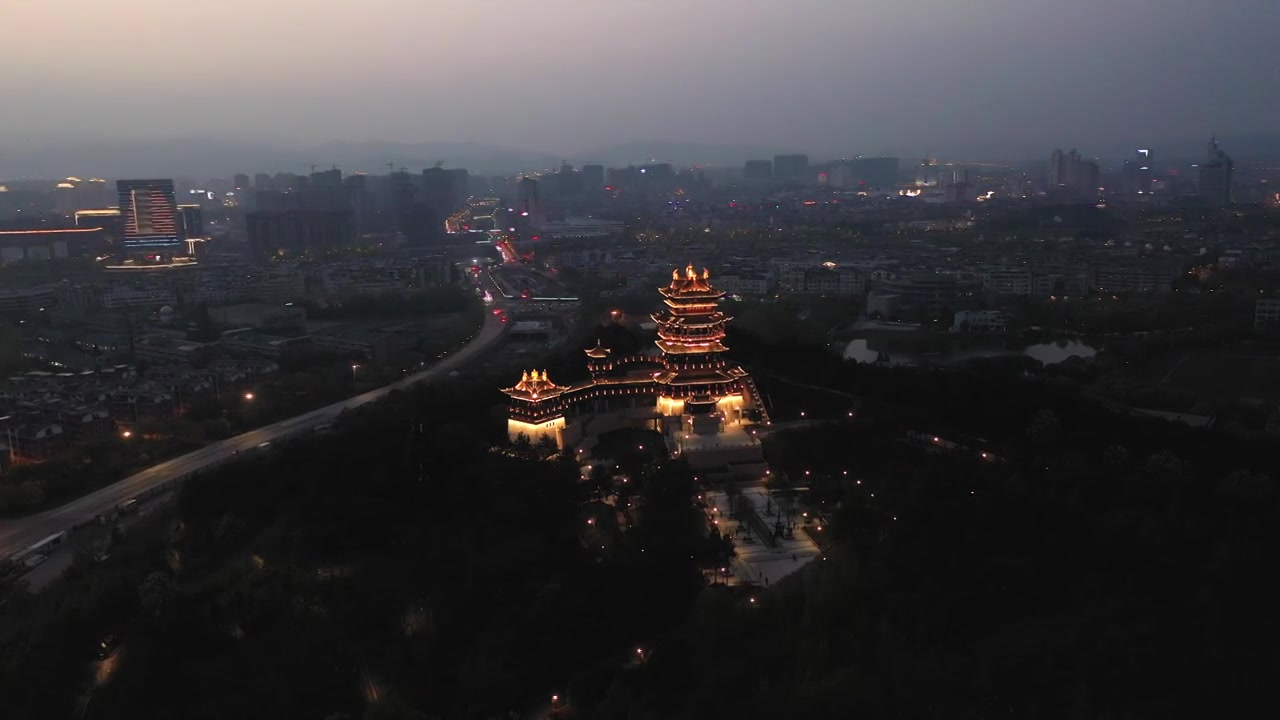 义乌市鸡鸣阁夜景27视频素材画面4