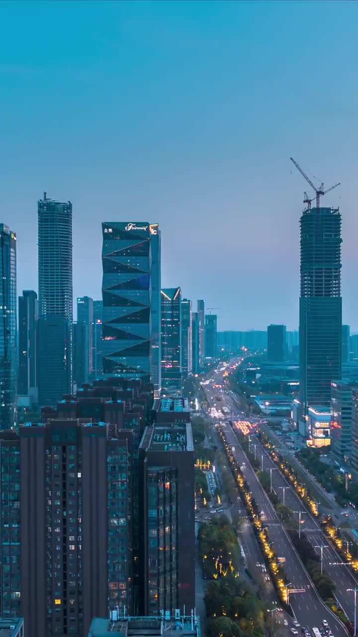 中国南京河西CBD城市天际线夜景视频素材