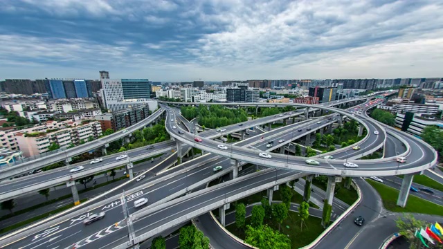 四川省成都市永丰立交桥白转夜景延时视频素材