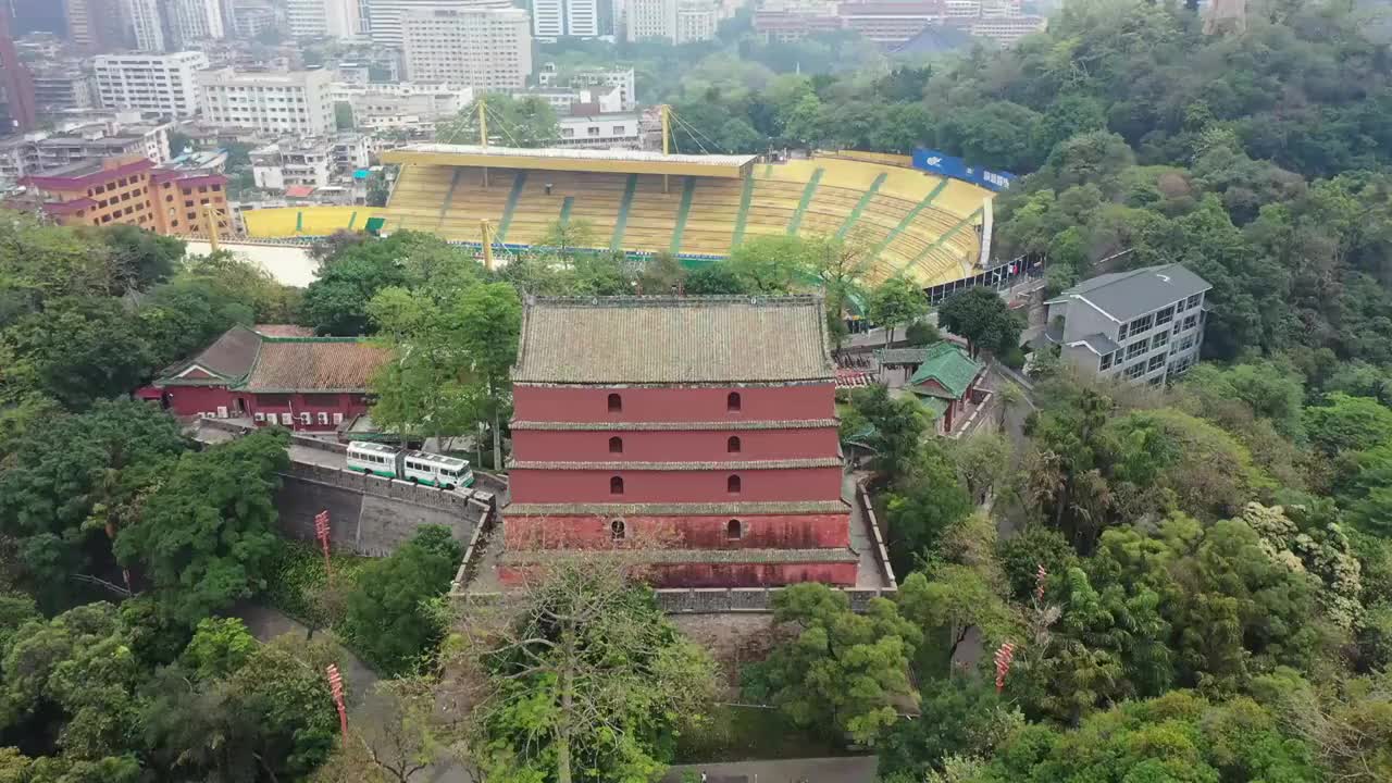 广东省广州市越秀区越秀公园广州博物馆航拍视频素材