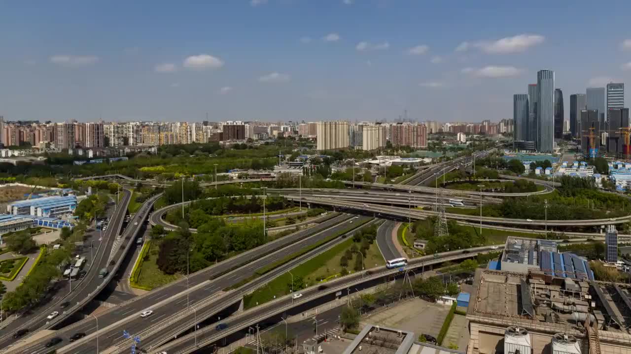 北京丰台区丽泽桥日转夜景象视频素材