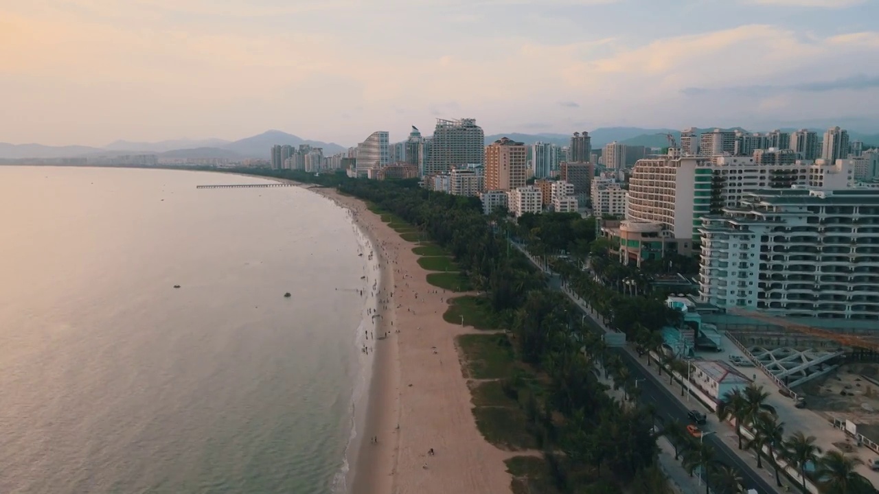 航拍三亚市海岸风光视频素材