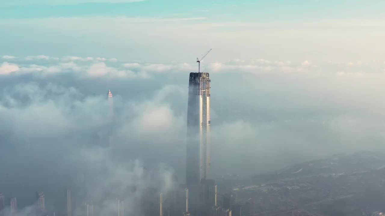 在建设中的武汉第一高楼视频素材