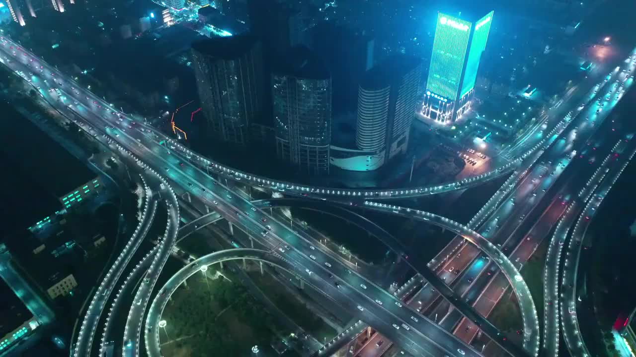 航拍郑州城市夜景 中州大道立交桥视频素材