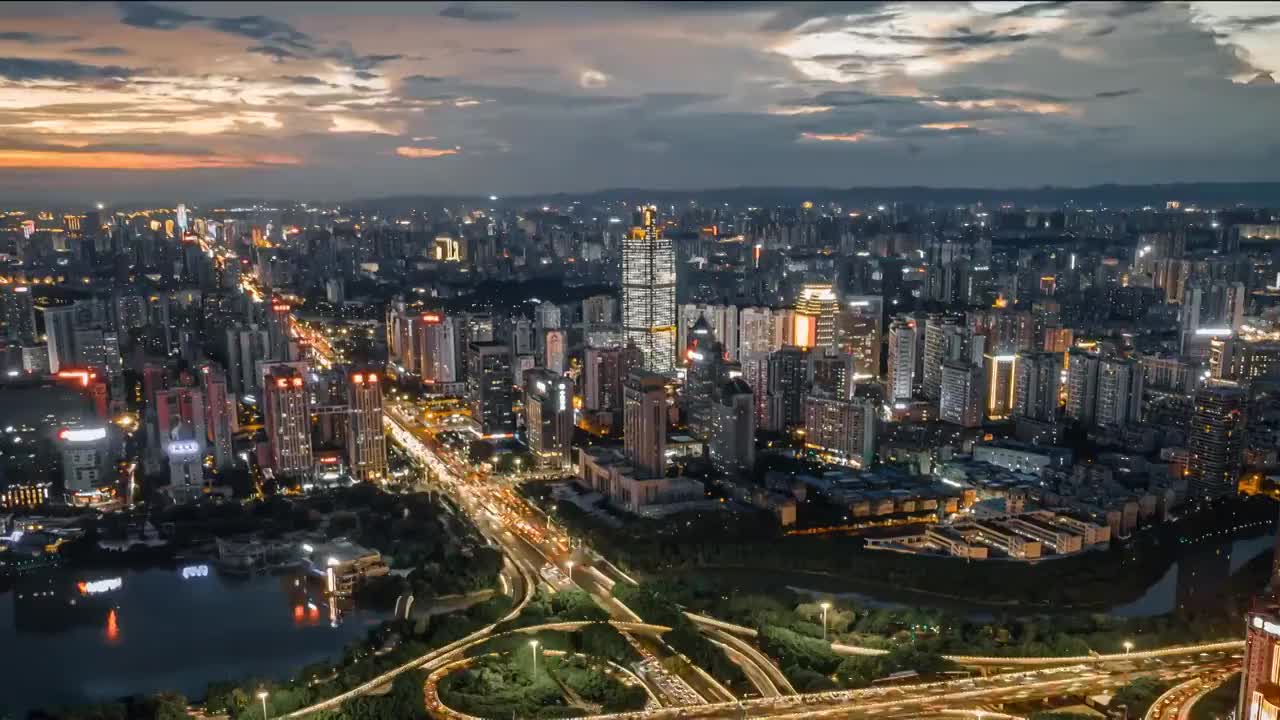 南宁金湖广场方向夜景视频下载