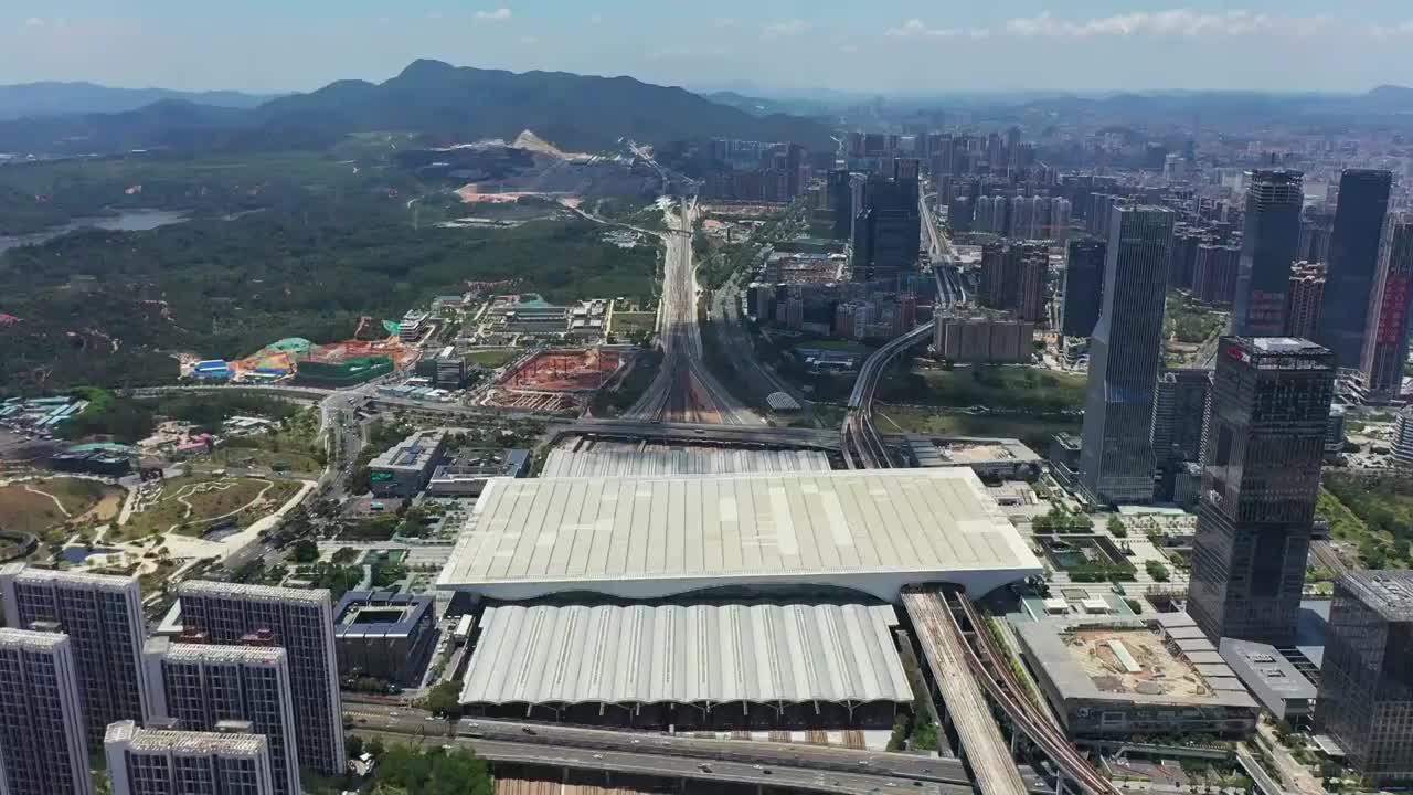 广东省深圳市龙华区深圳北站航拍视频素材