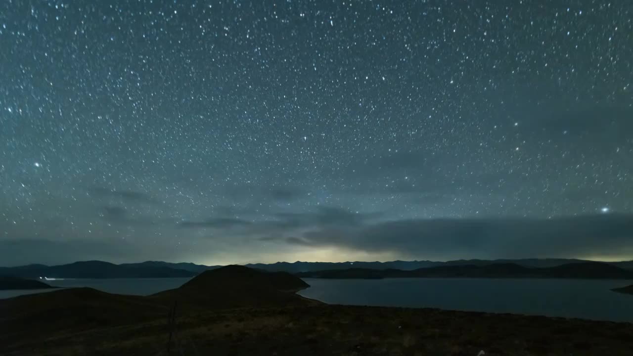 西藏山南：羊卓雍措星空延时视频素材