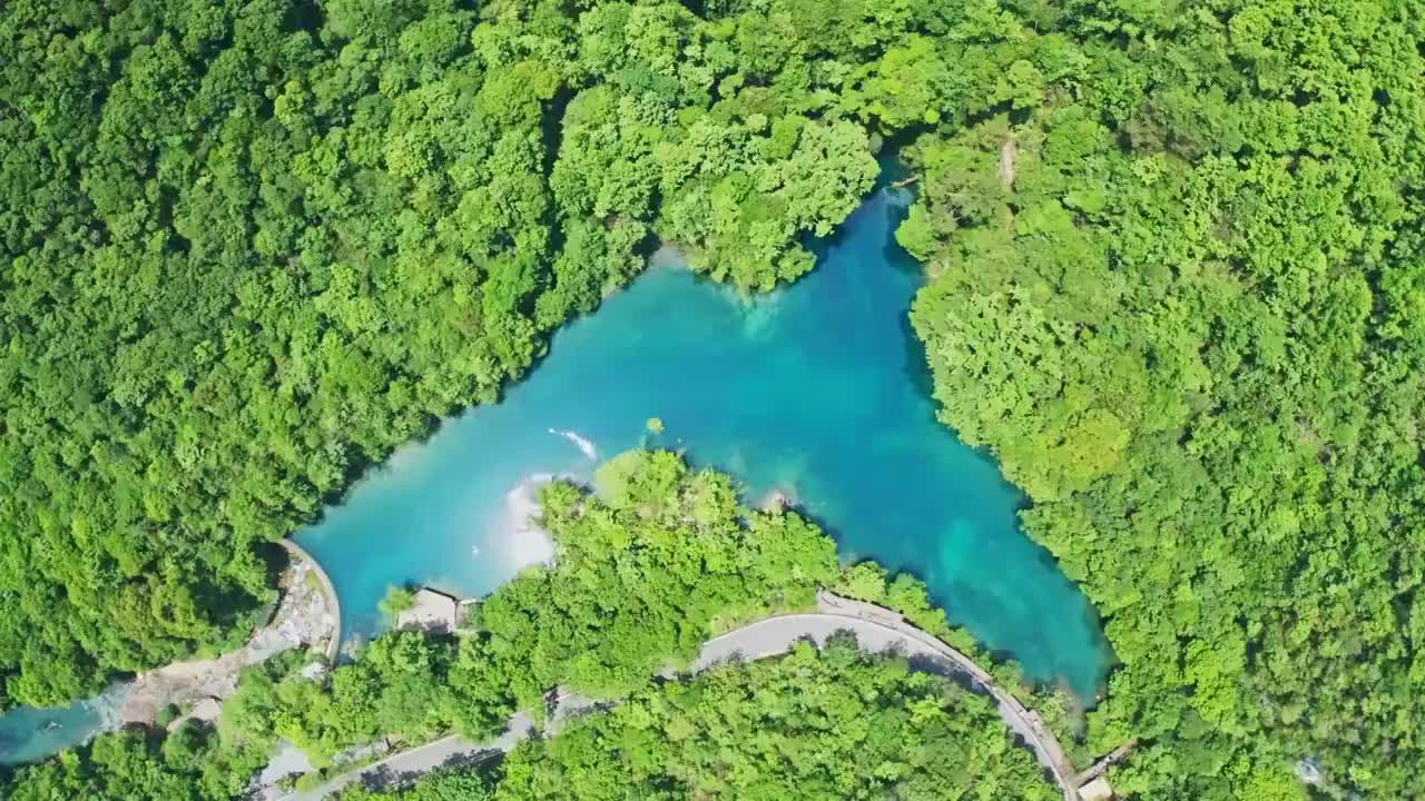 贵州黔南荔波樟江大小七孔景区蓝色湖泊 4K航拍视频视频素材