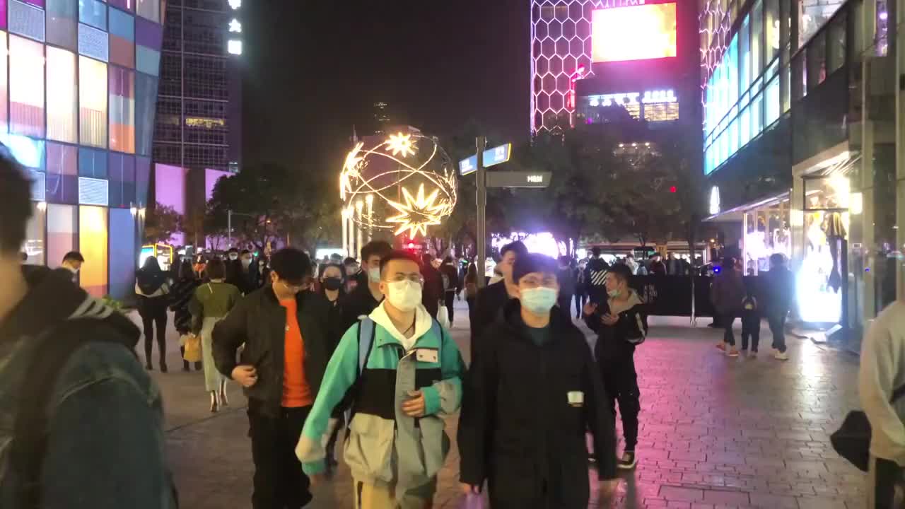 北京三里屯商业区夜景视频素材