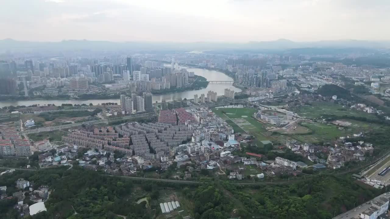 赣州城市日出日落航拍视频素材