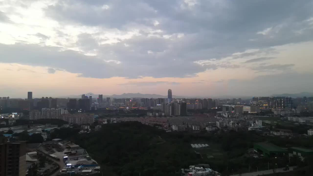 赣州城市夜景航拍日落夕阳视频素材