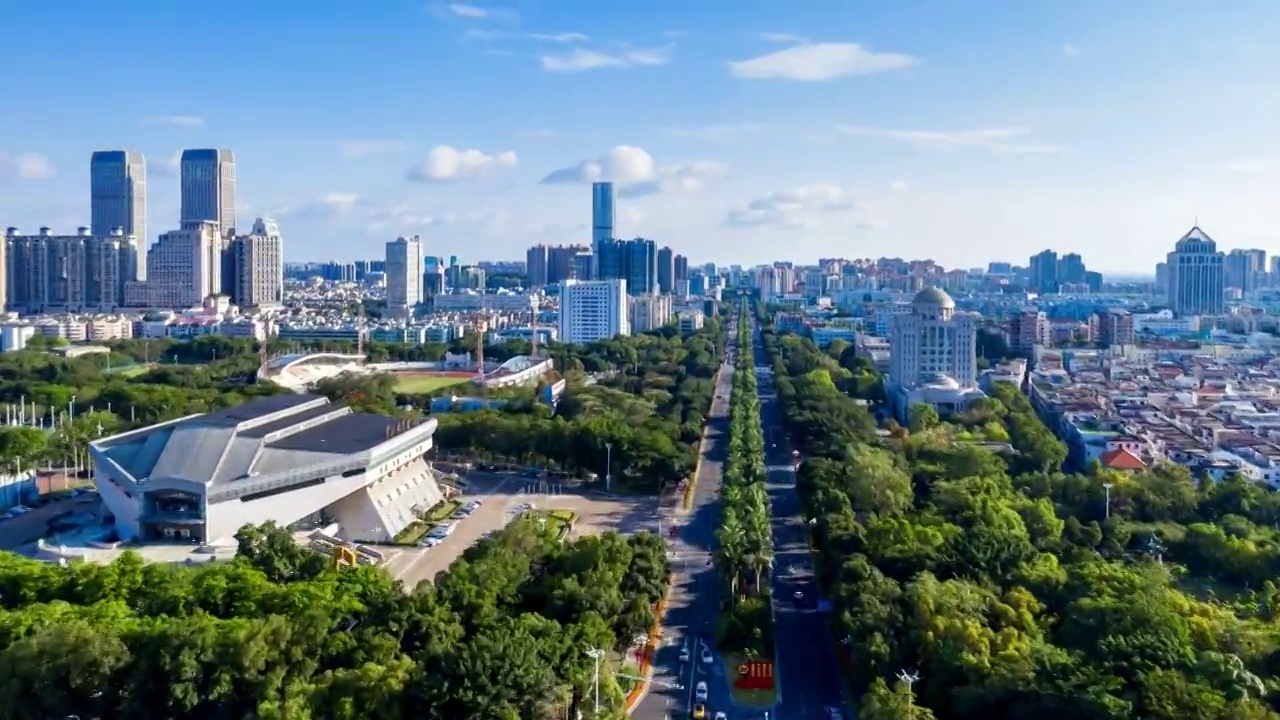 中山市兴中道体育馆利和广场与金鹰广场都市风景延时视频素材