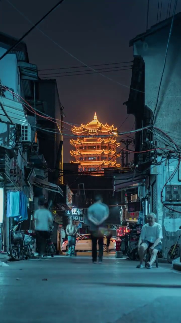 武汉黄鹤楼夜景视频素材