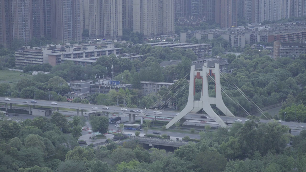 成都市塔子山公园迎晖路二环路大桥夜景视频素材