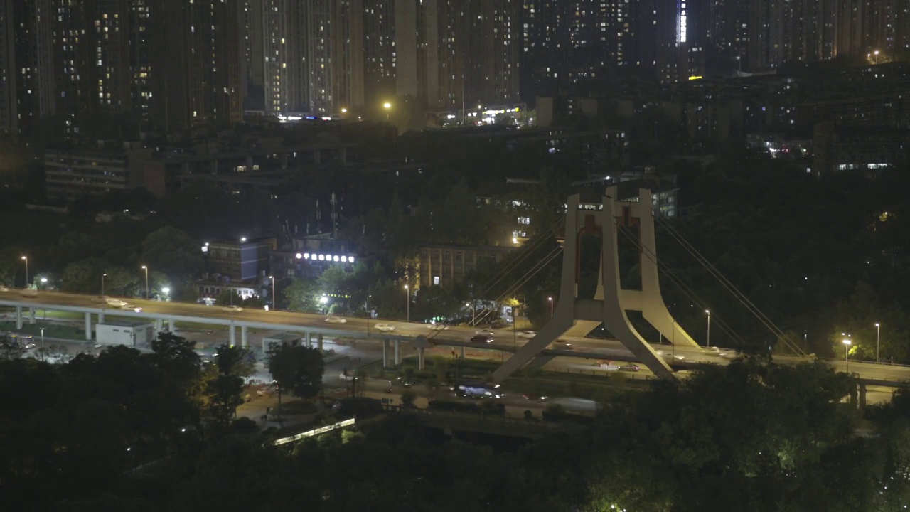 成都市塔子山公园迎晖路二环路大桥夜景视频素材