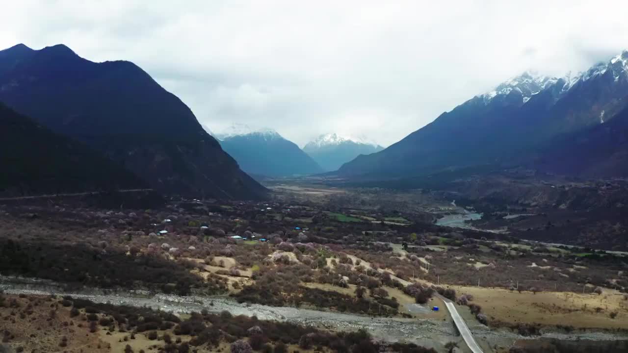 航拍林芝桃花沟视频素材