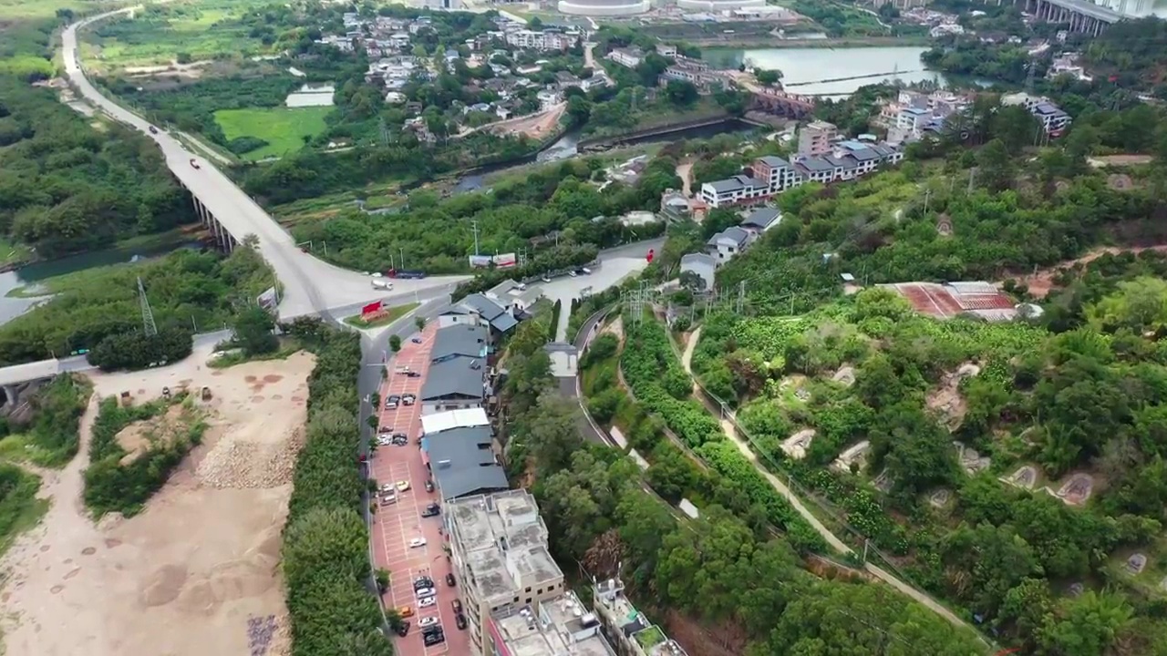 广东省梅州市大埔县三河镇三河坝战役纪念园航拍视频素材