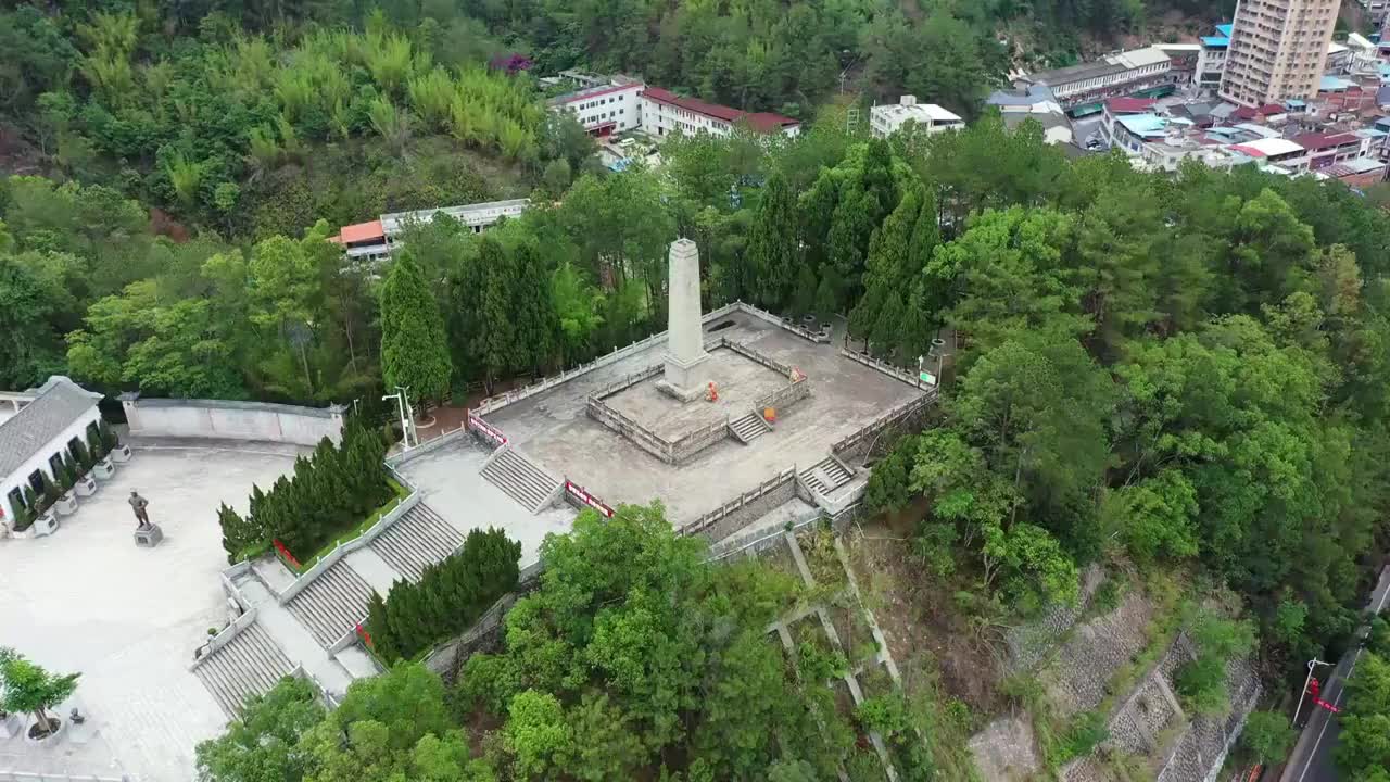 广东省梅州市大埔县三河镇三河坝战役纪念园航拍视频素材