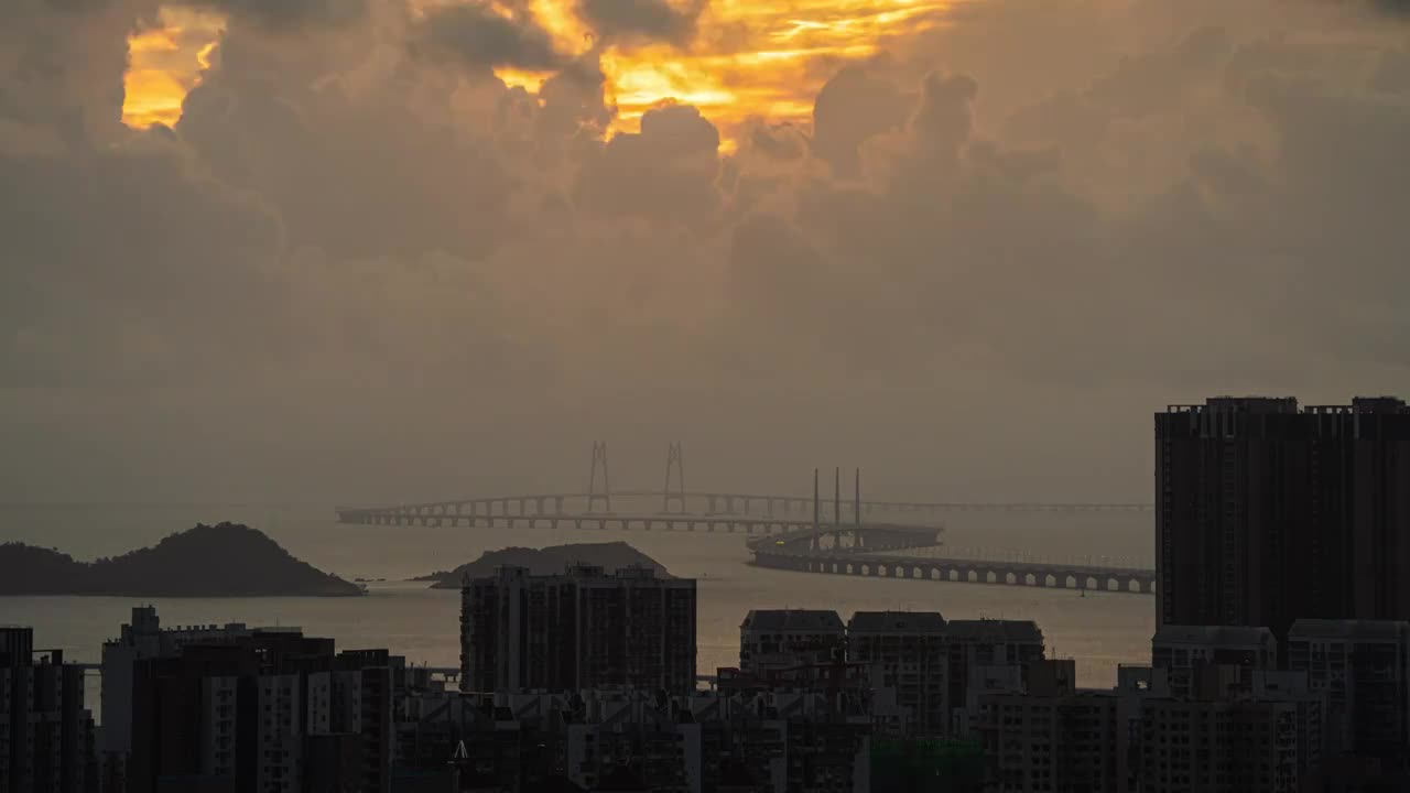 珠海城市风光日出视频素材