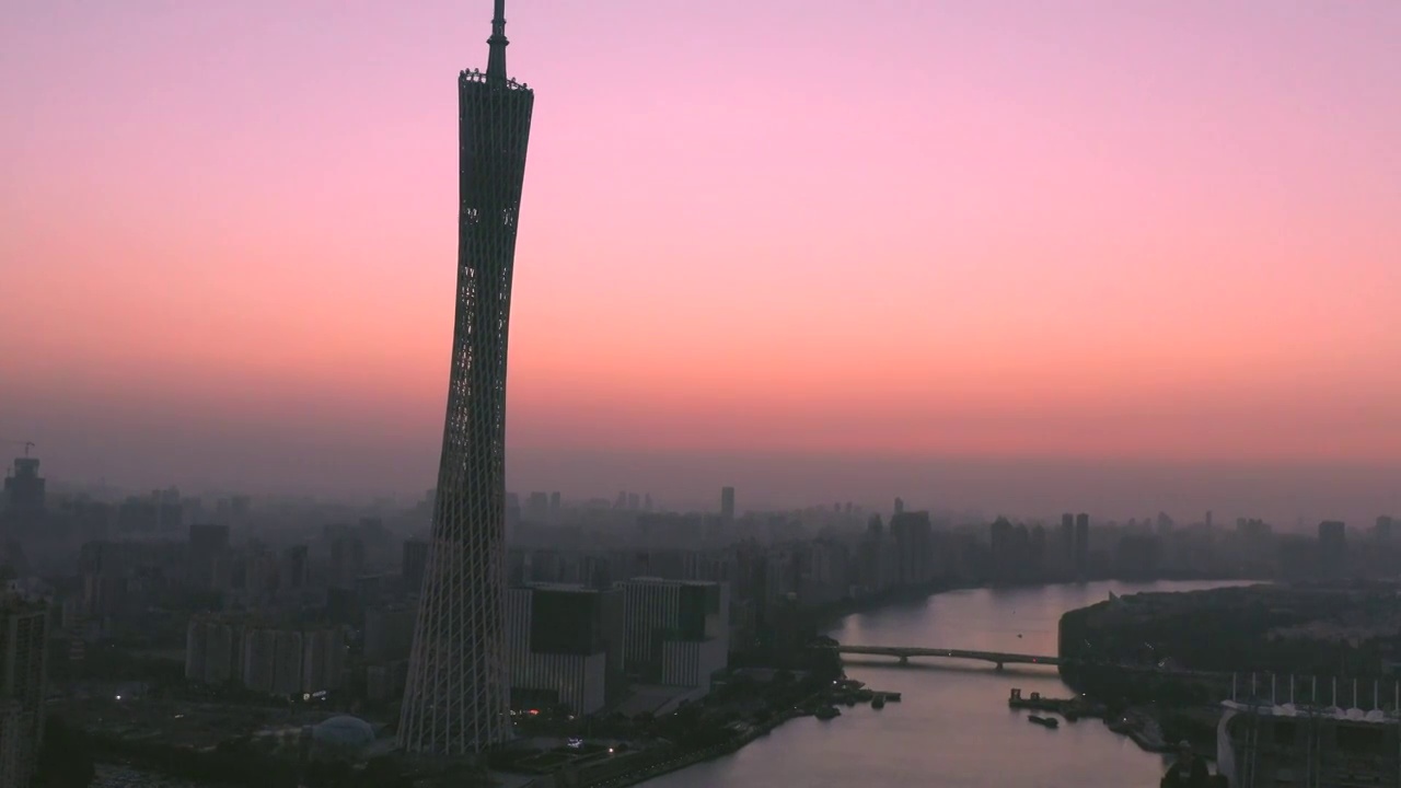 广州城市景观夜景航拍视频素材