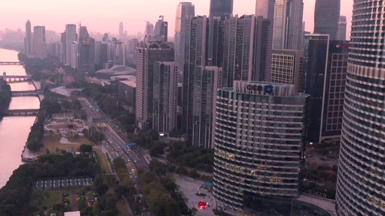 广州城市景观夜景航拍视频素材