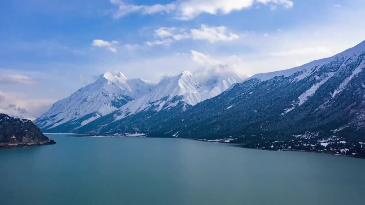 然乌湖航拍延迟视频素材