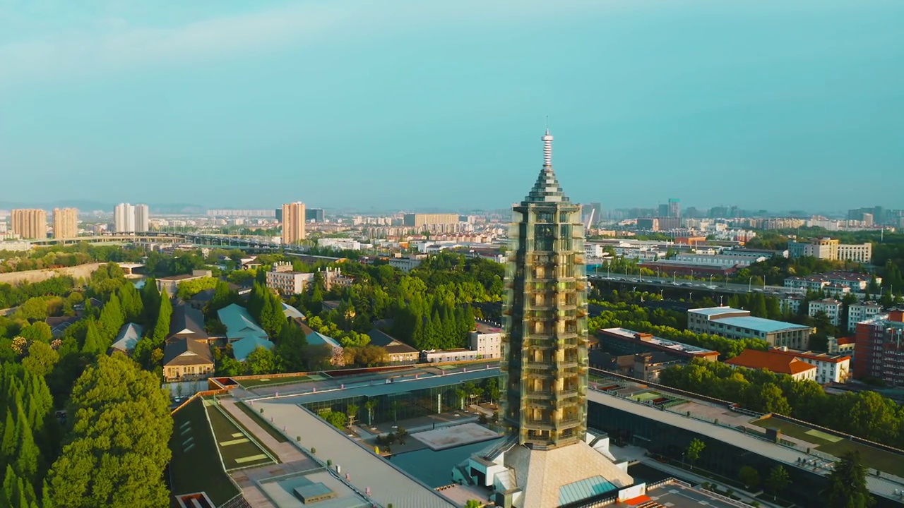 大报恩寺,巨大的,日落,南京,夜晚视频素材