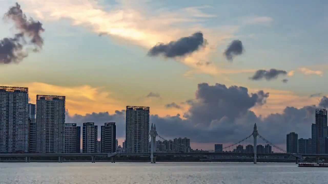 广东省珠海市白石桥城市风光日落延时视频素材