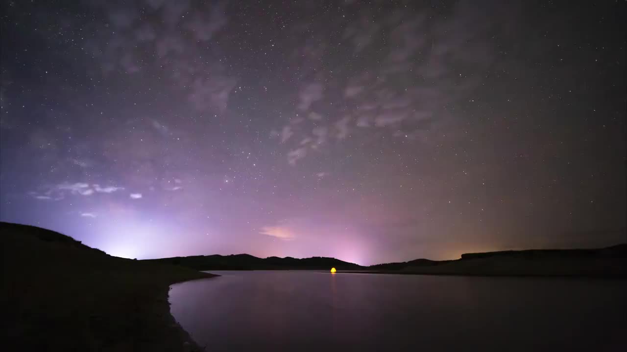 银河湖影与超火流星视频素材