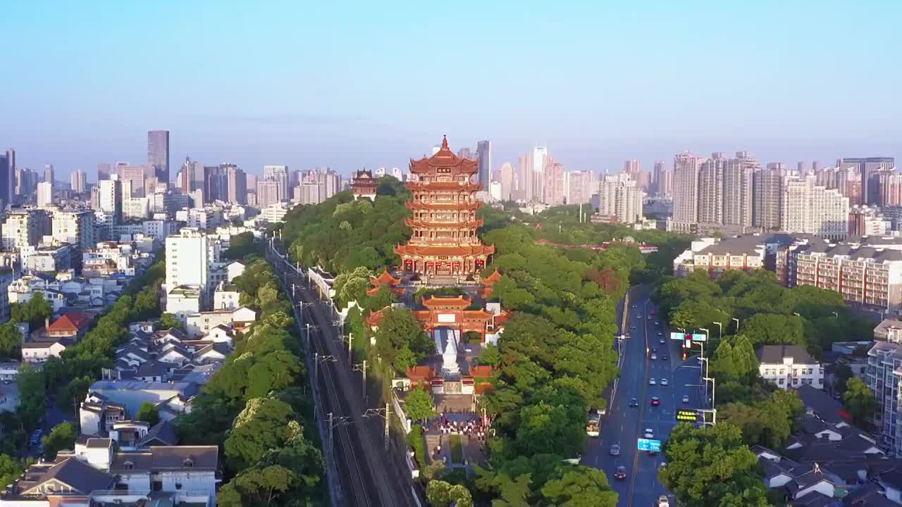 黄鹤楼和武汉城市风光视频素材