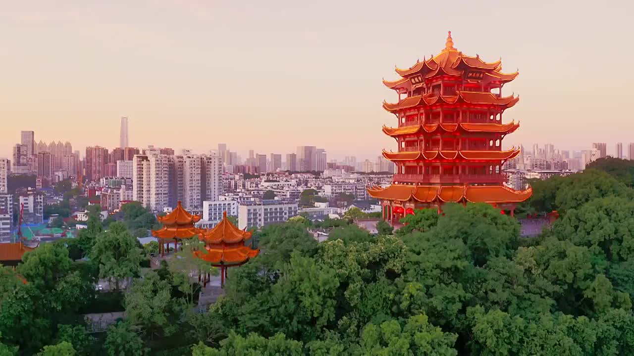 黄鹤楼和武汉城市风光视频素材