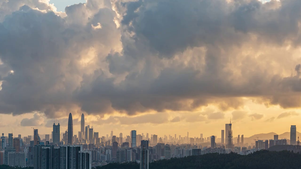 小梧桐山道观深圳日落延时-涌动的云 6K 30P视频素材