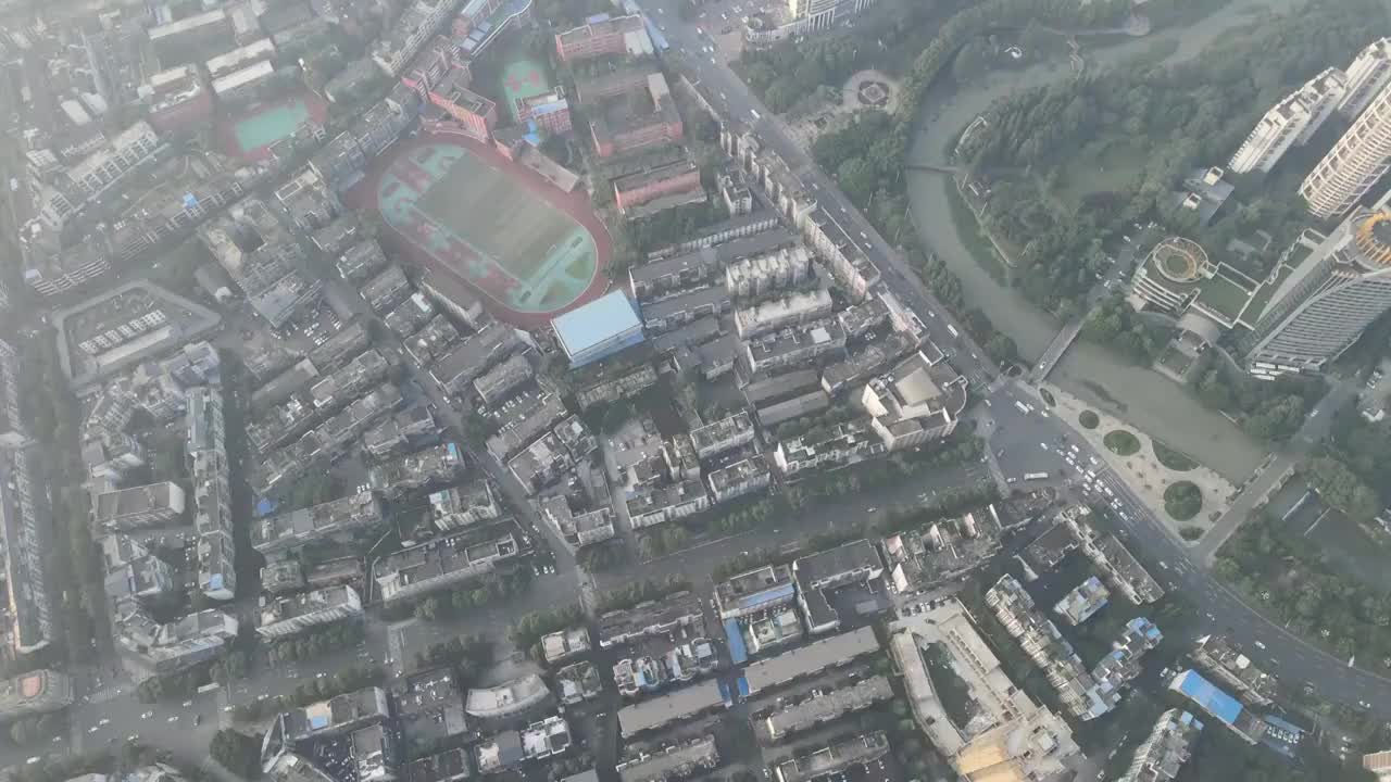 成都市温江区城市风景交通道路航拍视频素材