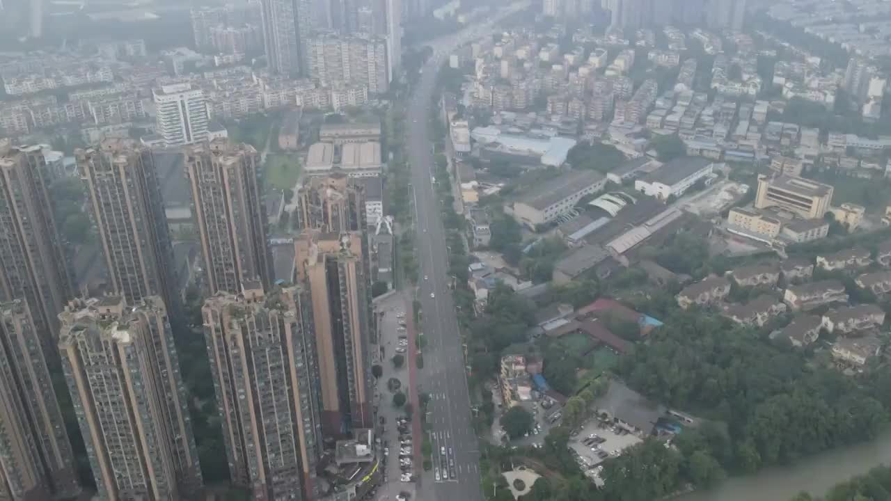 成都市温江区城市风景交通道路航拍视频素材