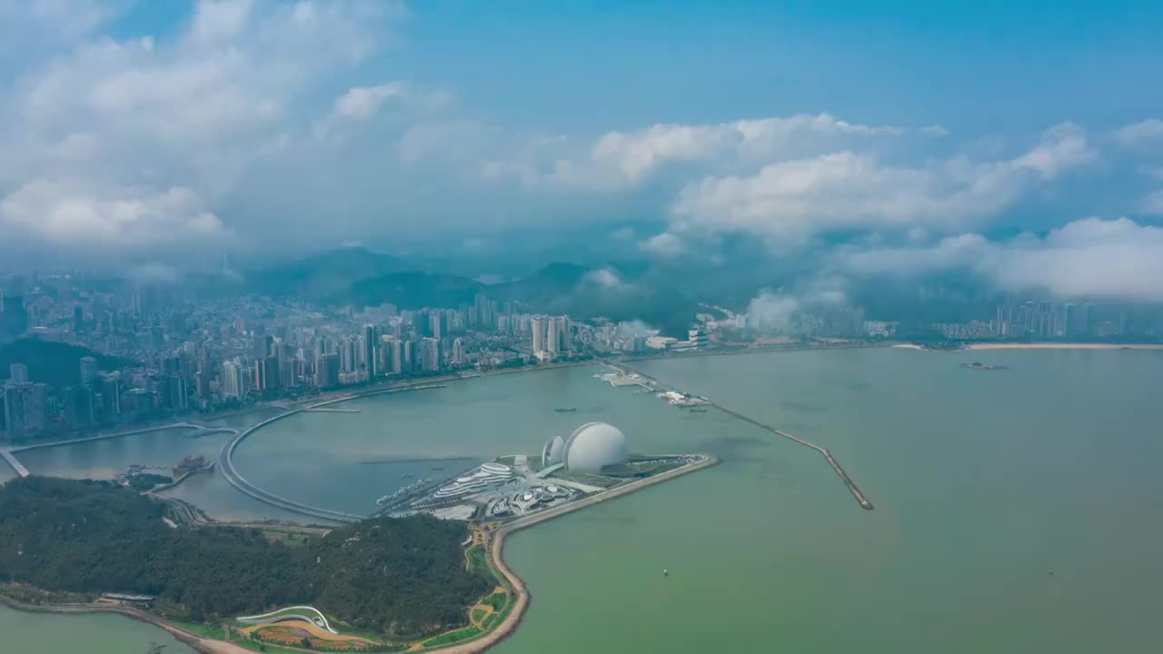 珠海大剧院云海延时视频素材