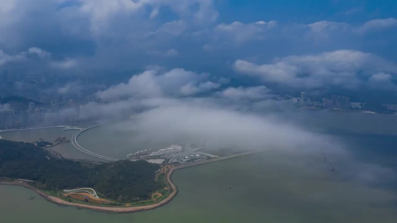 珠海大剧院云海延时视频素材