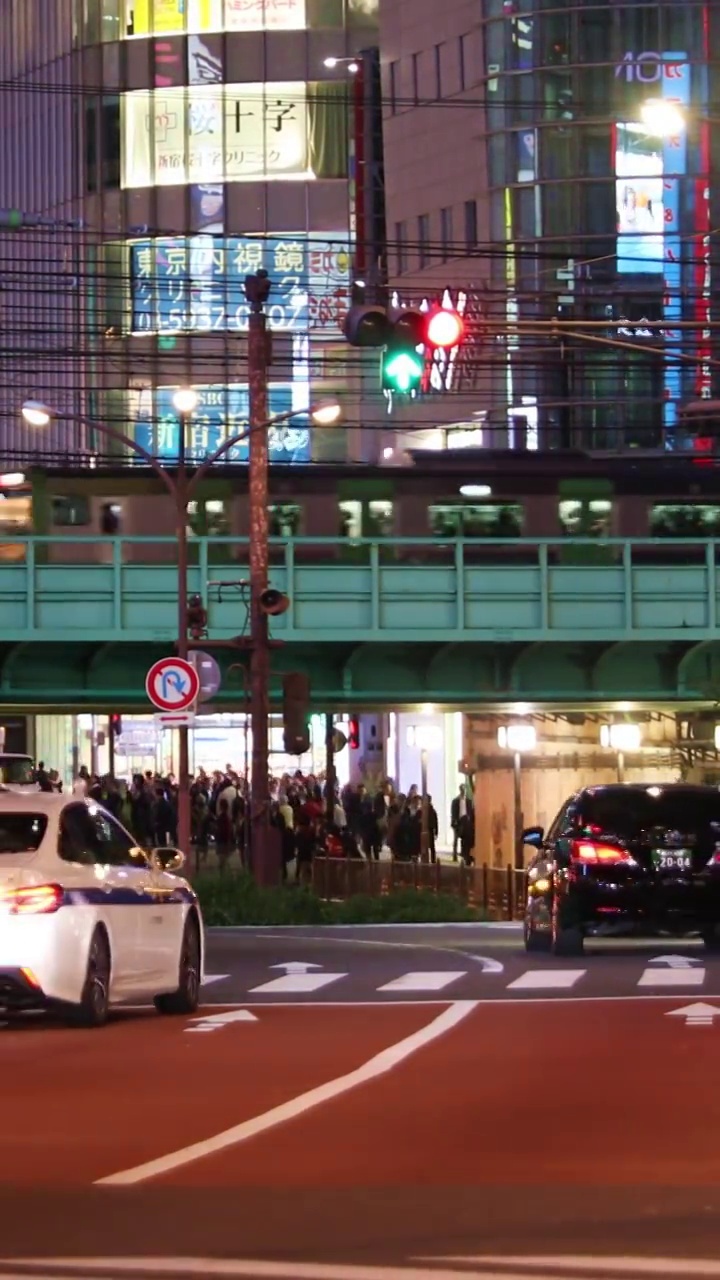 日本东京新宿道路街景夜景视频素材