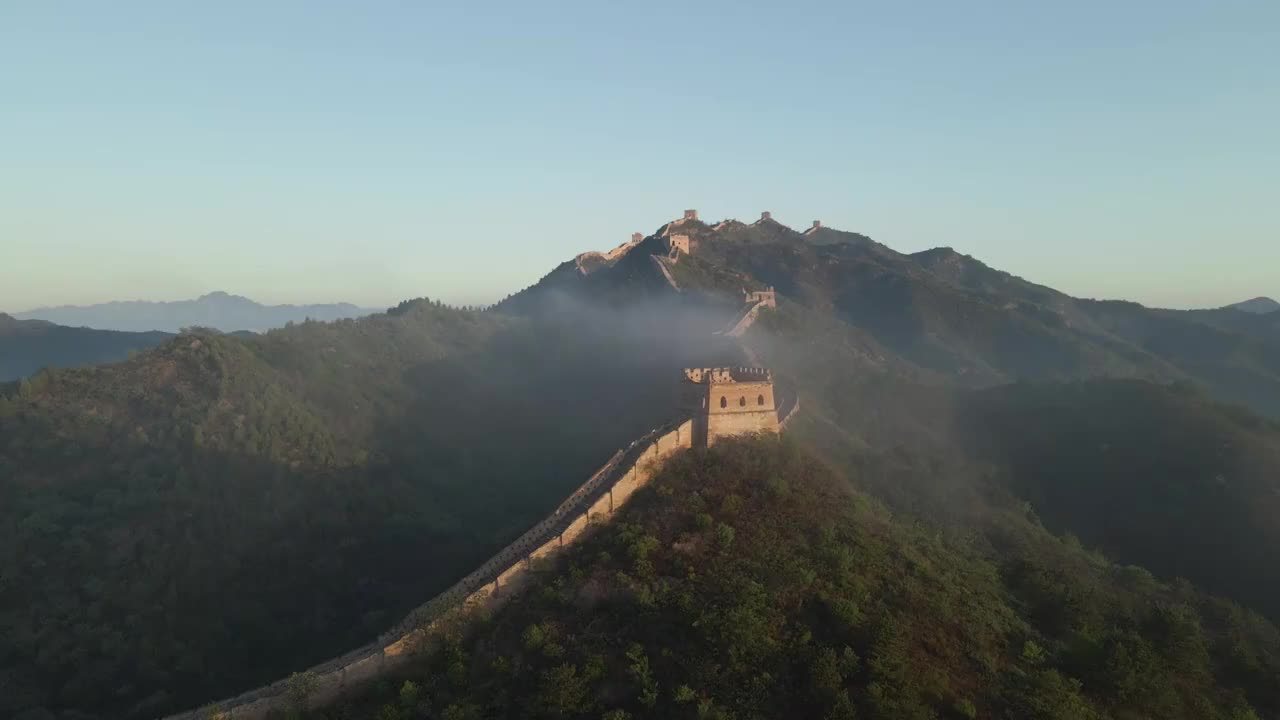 长城正面航拍重峦叠嶂震撼龙脉视频素材