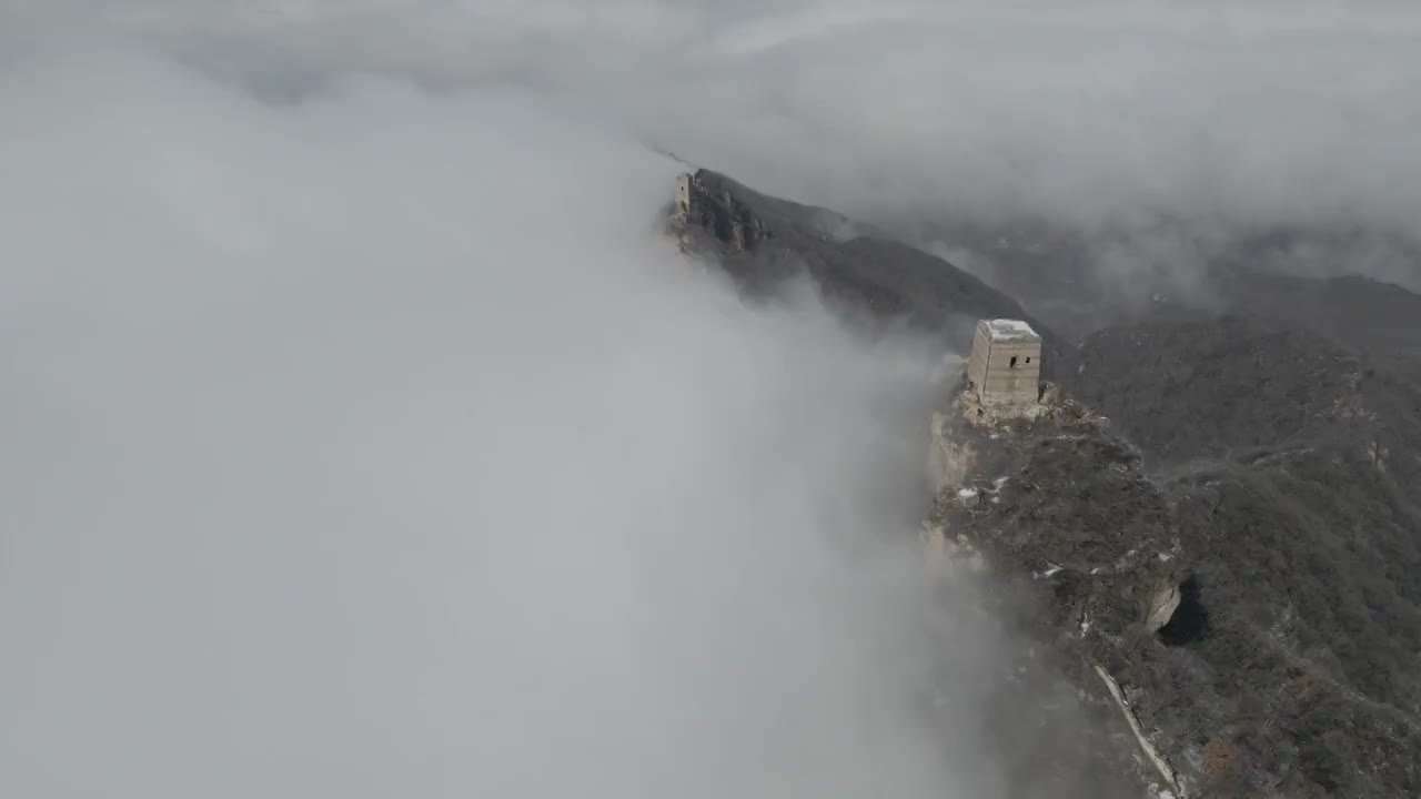 震撼大场景的长城大云海航拍视频素材