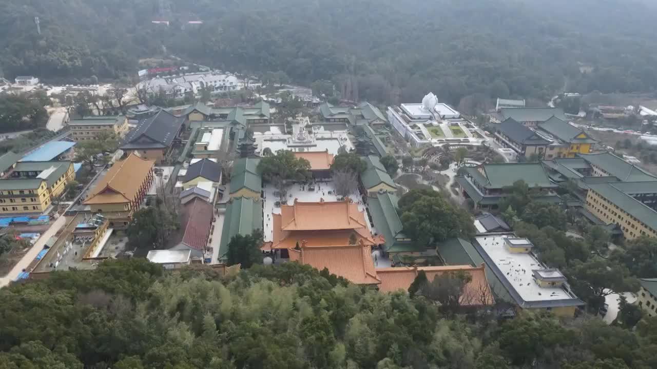 庐山东林寺4K航拍原素材视频素材