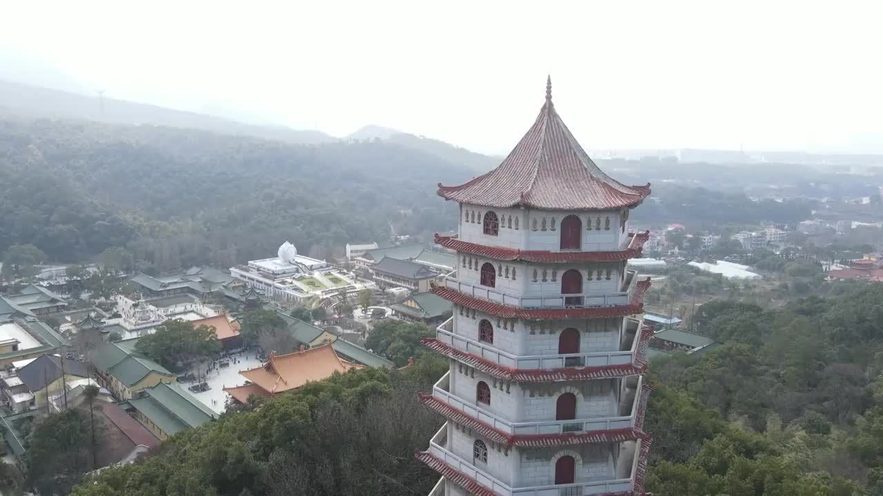 庐山东林寺4K航拍原素材视频素材